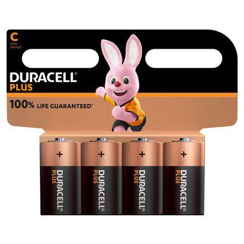 Illustration de : Pile Alcaline C Plus 100 % - 4 unités - Duracell