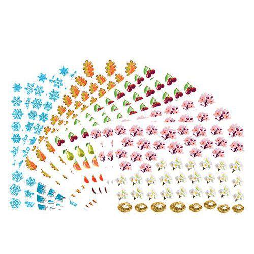 Illustration de : Pochette 12 planches de gommettes 4 saisons - Cléopâtre