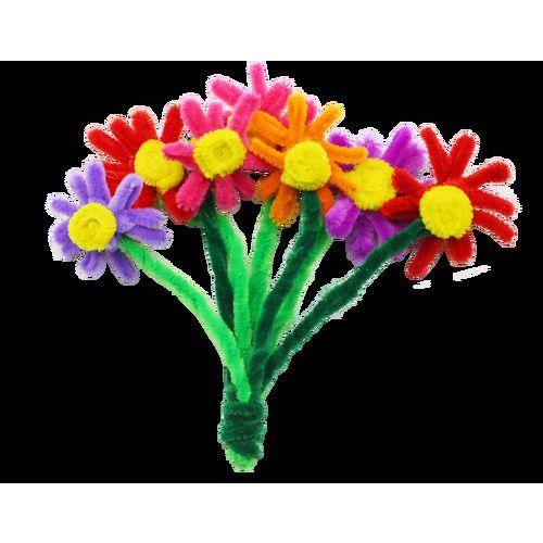 Illustration de : 180 chenilles couleurs vives Ø 6 mm x 30 cm 12 couleurs