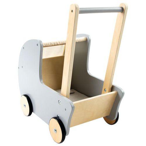 Illustration de : Landau en bois pour poupée - Blanc et gris - Hope Education