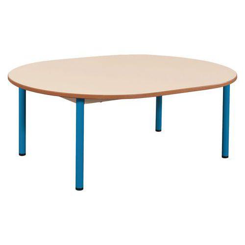 Illustration de : Table fixe Chloé plateau beige 4 pieds ovale - Mobidecor