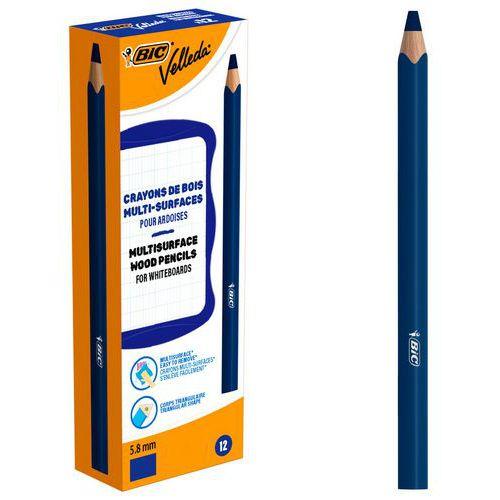 Illustration de : Crayon marqueur effaçable à sec triangulaire bleu Ø 5,8 mm - Velleda