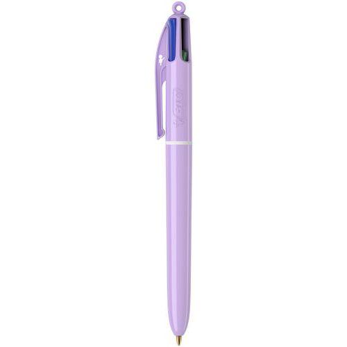 Illustration de : Stylo bille 4 couleurs pointe moyenne pastel - BIC