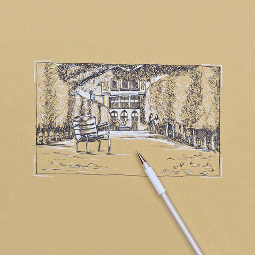 Illustration de : Stylo bille encre gel blanc - Pentel