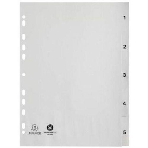 Illustration de : Intercalaire imprimé numérique - Gris - 5 positions - A4 - Exacompta