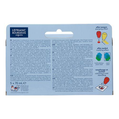 Illustration de : Assortiment 5 applicateurs gouache 70 ml spoty - Lefranc Bourgeois