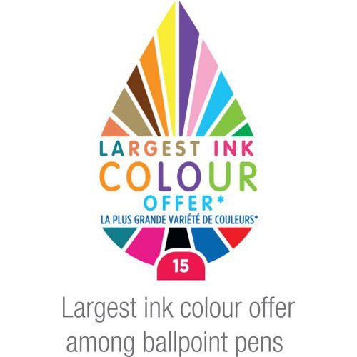 Illustration de : Pochette 15 stylos bille moyenne cristal multicouleur - Bic