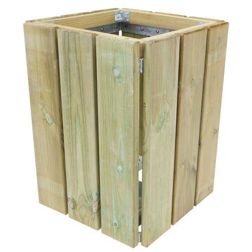 Illustration de : Poubelle carrée Kerguélen 50L - pin traité - Manutan Expert