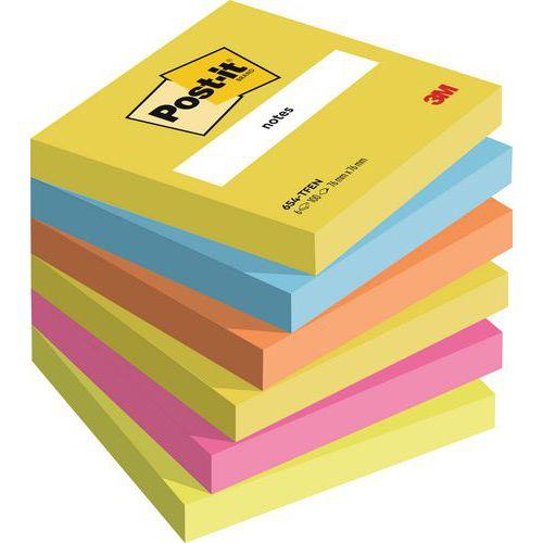 Illustration de : Lot 6 blocs 100 feuilles 76x76 mm collection energetic - Post-it
