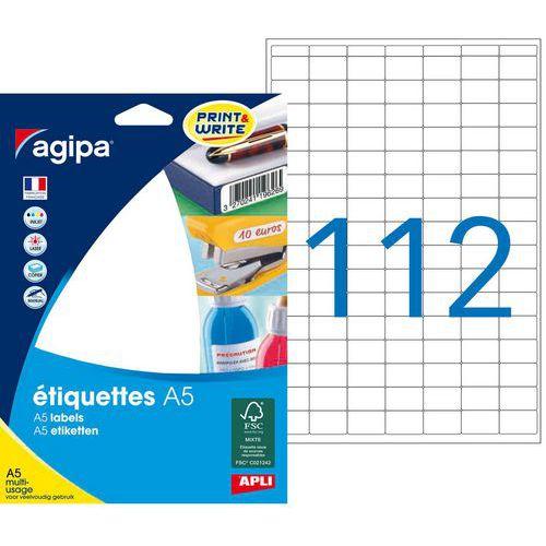 Illustration de : Etui A5 de 1792 étiquettes blanches multi-usages 12 x 18,3 mm - Agipa