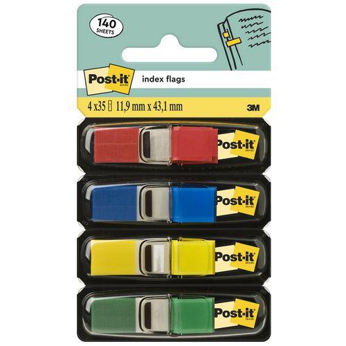 Illustration de : Lot de 4 x 35 Marque-pages post-it étroits 12x43mm coul ass - Post-it