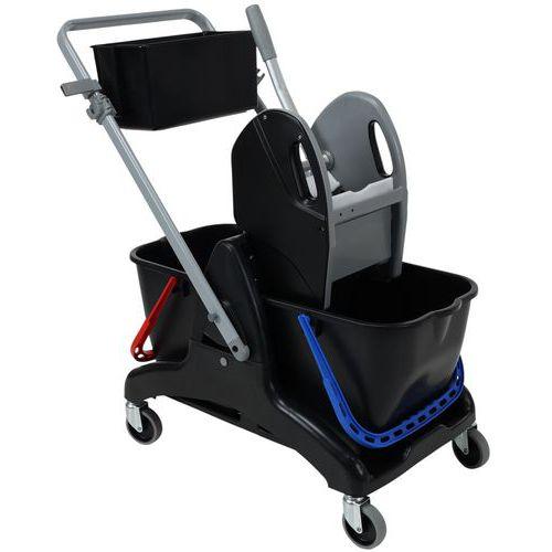 Illustration de : Chariot de lavage avec presse - 2 x 15 L - Manutan Expert