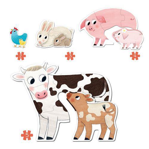 Illustration de : Puzzles XXL Mamans et bébés - Goula