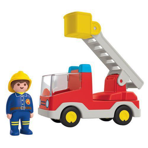 Illustration de : Camion de pompier avec échelle pivotante - Playmobil