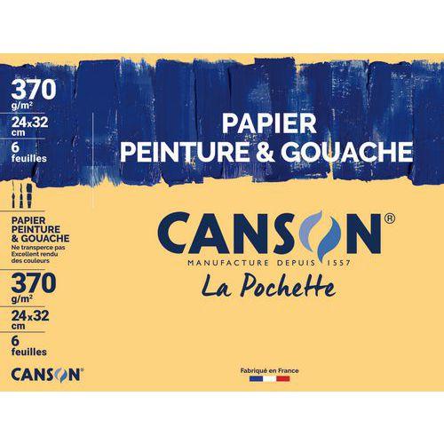 Illustration de : Pochette 6 feuilles de papier peinture et gouache 24 x 32 cm - Canson