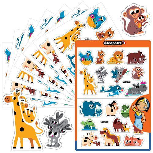 Illustration de : Lot de 18 planches de 180 maxi Gommettes Bébés Animaux - Cléopâtre
