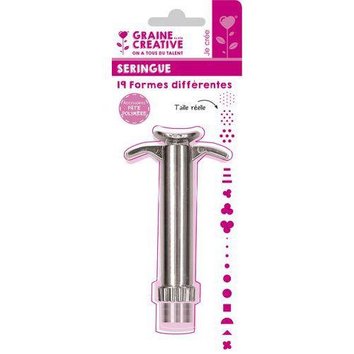 Illustration de : Seringue à piston et 19 embouts pour pâte polymère - Graine créative