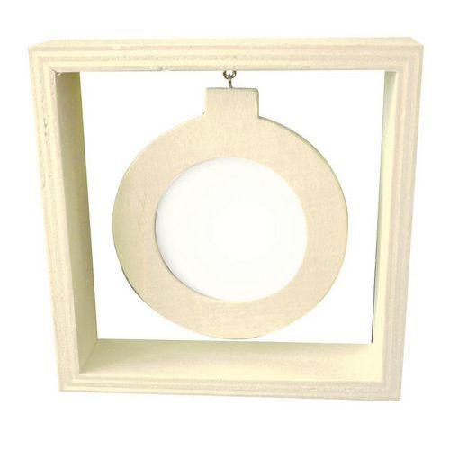 Illustration de : Cadre photo rond suspendu en bois à décorer 13x13 cm - Graine créative