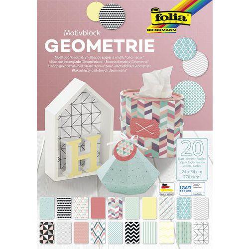 Illustration de : 20 feuilles à motifs géométriques 24x34 cm 270g couleurs ass - Folia