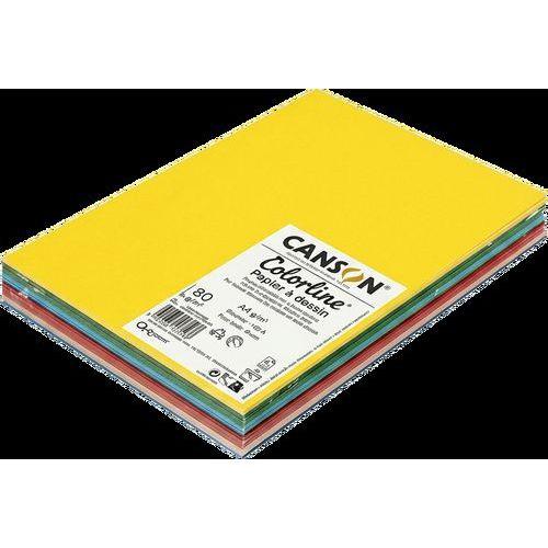 Illustration de : Lot 250 feuilles A4 150g couleurs assorties Colorline - Canson