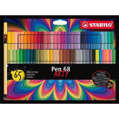 Illustration de : Etui de 65 feutres de dessin pen 68 arty - Stabilo