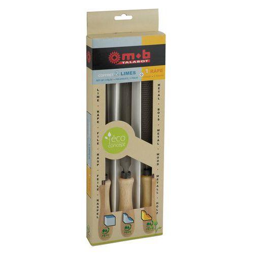 Illustration de : Jeu de 2 limes + 1 râpe - boîte