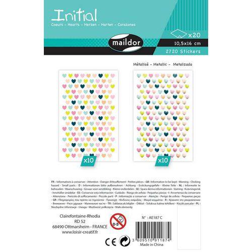 Illustration de : Etui 2720 gommettes cœur métallisées & pastel - Maildor