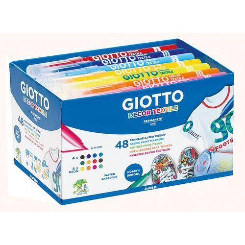 Illustration de : Schoolpack de 48 feutres decor textile - Giotto
