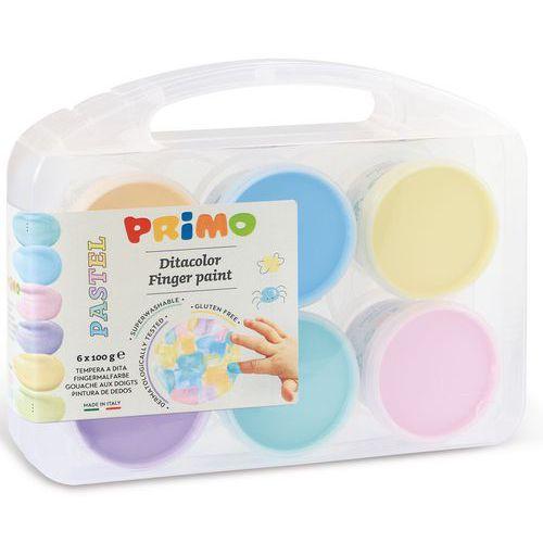 Illustration de : Set 6 pots 100g gouache aux doigts pastel - Primo