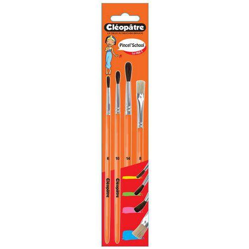 Illustration de : Set 3 pinceaux 6/10/14 + 1 brosse 8 - Cleopatre