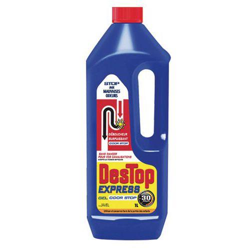 Illustration de : Destop déboucheur gel express Javel Odor stop - Flacon 1L
