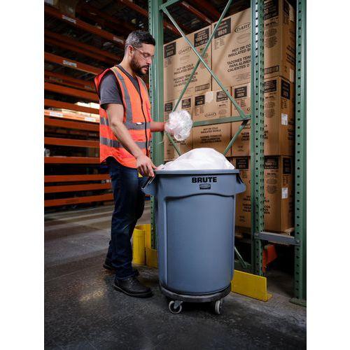 Illustration de : Socle à roulettes noir pour conteneur rond 75 L à 208 L - Rubbermaid