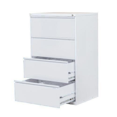 Illustration de : Classeur métallique à double rangée A4 EXE - 4 tiroirs