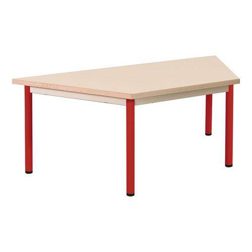 Illustration de : Table fixe Chloé plateau beige 4 pieds trapèze - Mobidecor