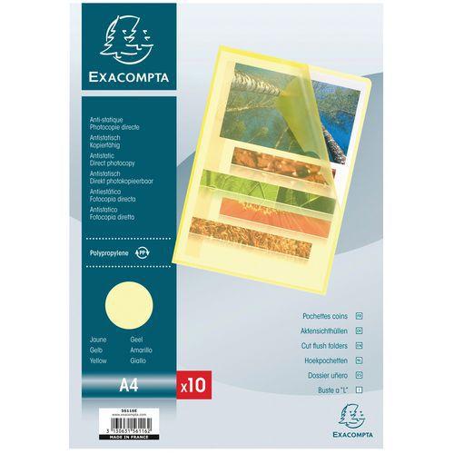 Lot de 10 Sachet 10 pochettes coin PP grainé 12/100e A4 Jaune thumbnail image 1