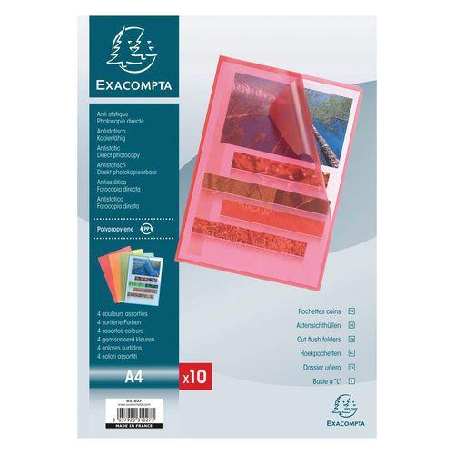 Sachet de 10 pochettes coin PP grainé 12/100e A4 Assorties (Lot de 10) thumbnail image 1