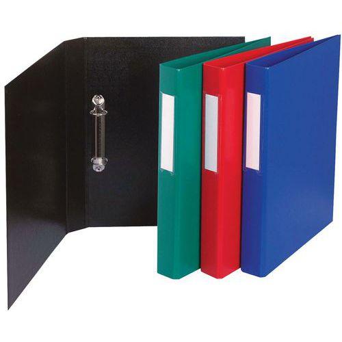 Illustration de : Classeur rembordé PP 2 anneaux rond 25mm sur 3eme couverture