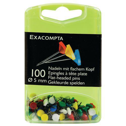 Illustration de : Boîte de 100 épingles tête plate unie hauteur de pointe 8mm