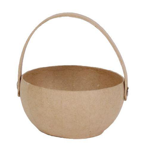 Illustration de : Petit panier en papier mâché à décorer 11 x 10 x 11,5 cm - Décopatch