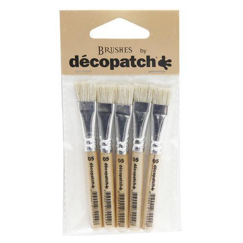 Illustration de : Pack de 5 petits pinceaux pure soie - Décopatch