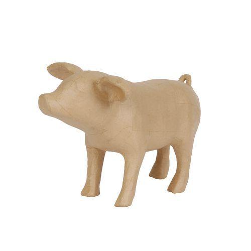 Illustration de : Bébé cochon 28 cm en papier mâché à décorer - Décopatch