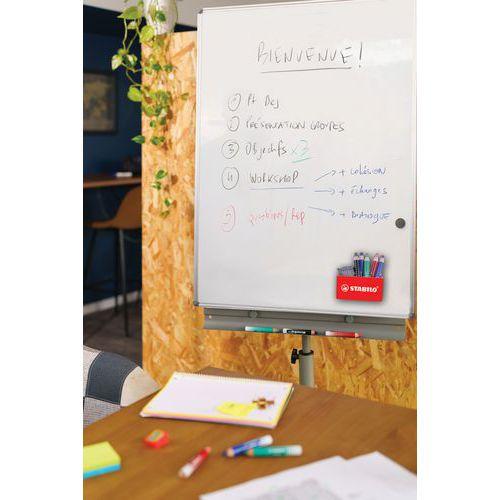 Illustration de : Kit : Pot aimanté + 5 crayons markdry + 1 chiffonnette - Stabilo