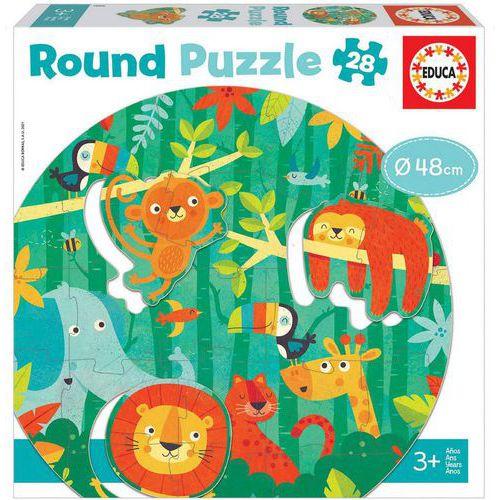 Illustration de : Puzzle rond jungle 28 pièces - Educa