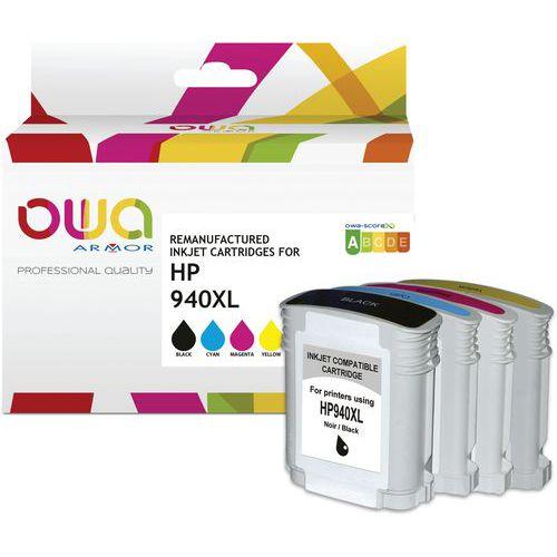 Illustration de : Cartouches d'encre remanufacturées HP 940XL - 4 couleurs - Owa