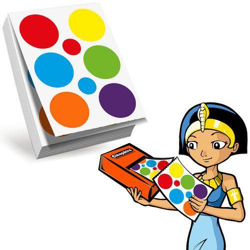 Illustration de : Recharge 360 gommettes rondes 40mm pour eco-pack assorties - Cleopatre