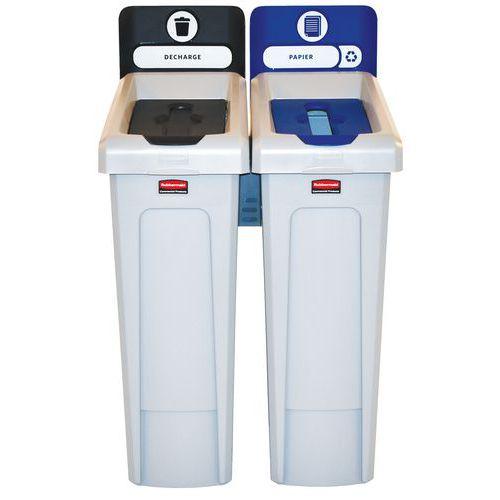 Illustration de : Station de recyclage Slim Jim 174L - Rubbermaid - Etiquette FR