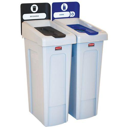 Illustration de : Station de recyclage Slim Jim 174L - Etiquette FR -_Rubbermaid