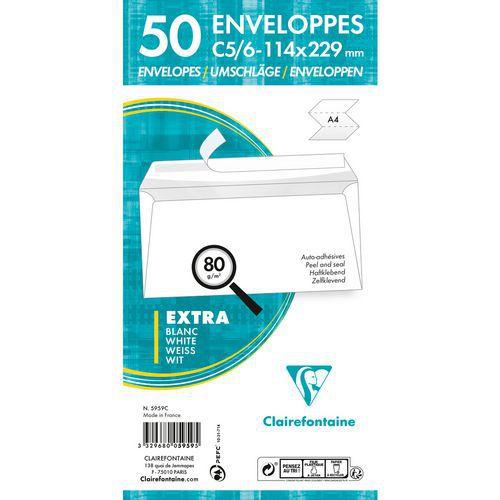 Illustration de : Enveloppes extra blanc C6/5 - Clairefontaine