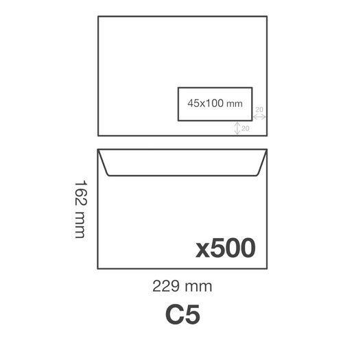 Illustration de : Enveloppes extra blanc 162x229 fenêtre 45x100 90g - Clairefontaine