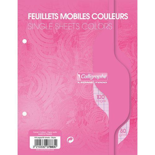 Illustration de : Feuillets mobiles couleur sous film 7000 17x22cm Seyès - Calligraphe